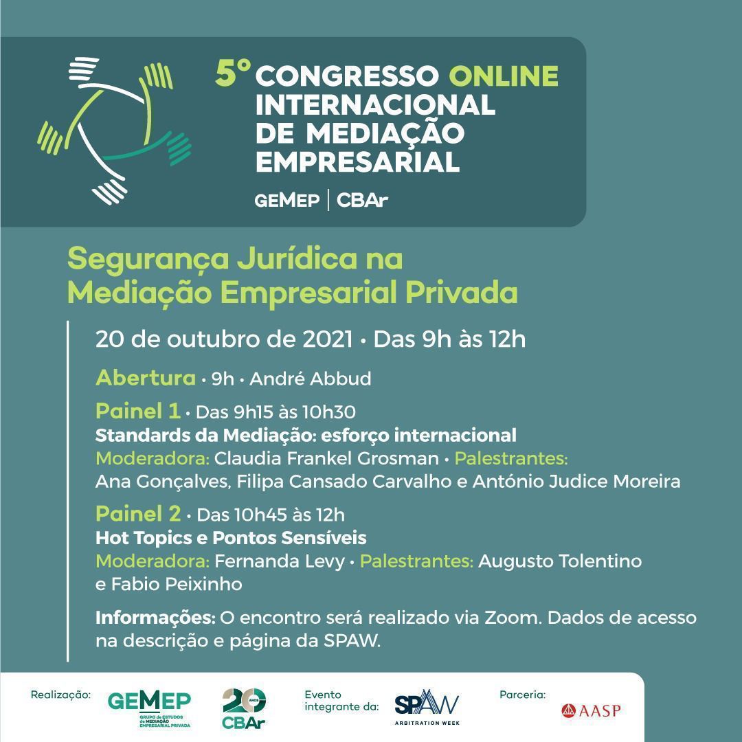 5° Congresso Internacional de Mediação Empresarial (GEMEP CBAr)